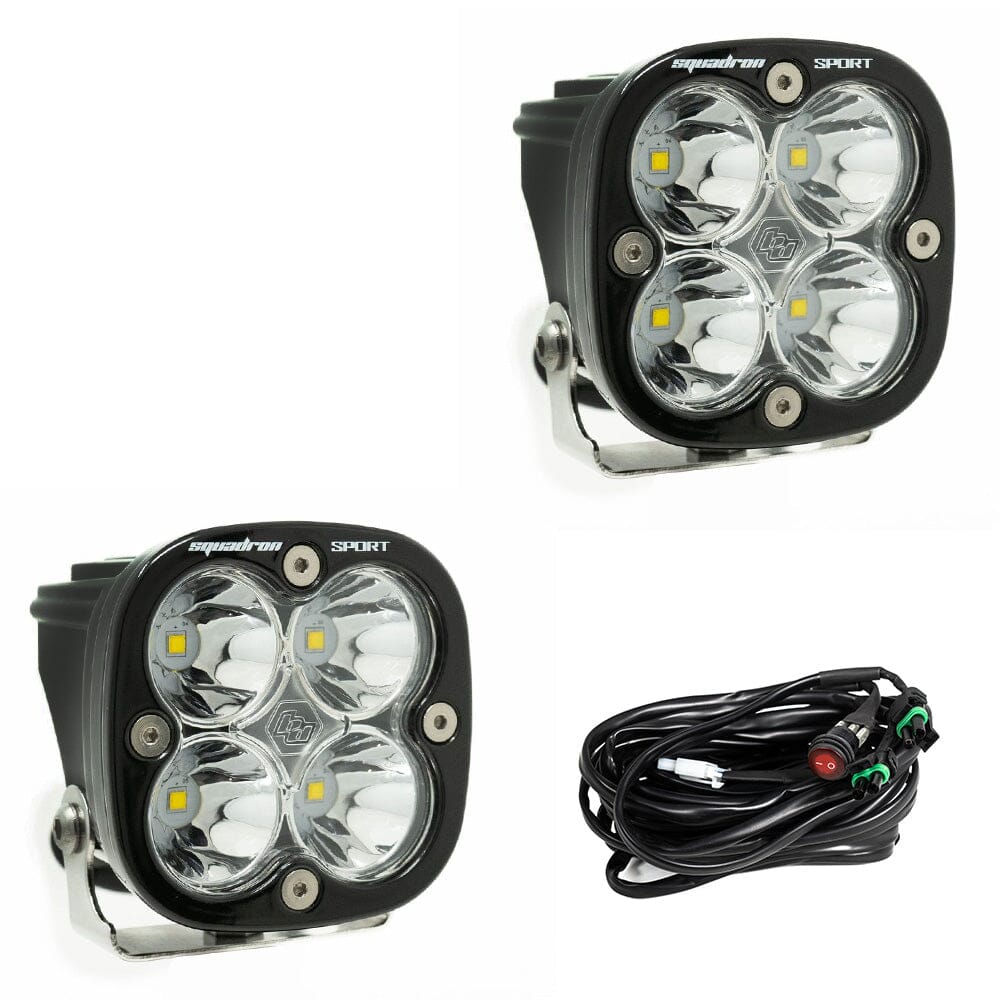 Baja Designs Squadron Sport Black LED Auxiliary Light Pod Pair - Clear Spot