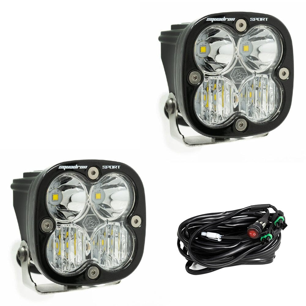 Baja Designs Squadron Sport Black LED Auxiliary Light Pod Pair - Clear Driving/Combo